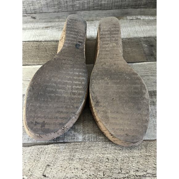 Yellow Box Braided Metallic Rhinestone Buckle Cork Wedge Sandals Size 10 - Picture 9 of 9